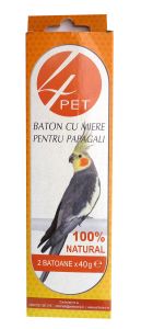 4PET - Baton cu miere pentru papagali - 80 g